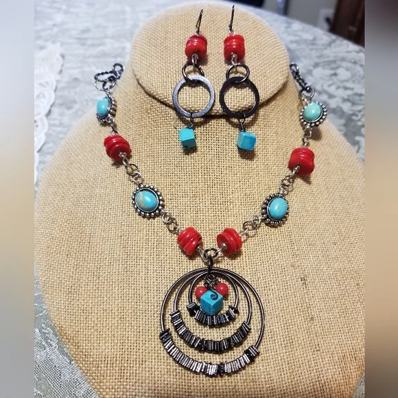 NWT Tibetan inspired necklac/earring set - Picture 1 of 3